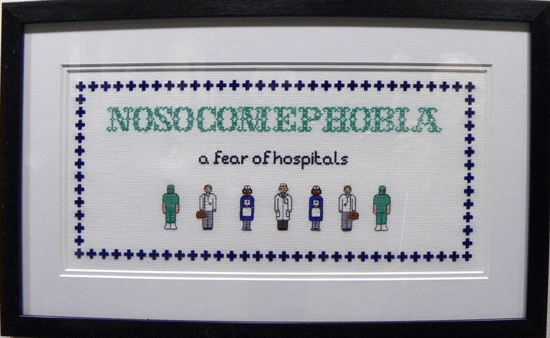 Art Ability 2012, Maria Crean, Noscomephobia, cross stitch sampler