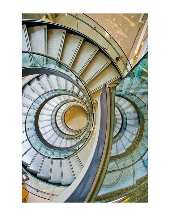 Rob Lybeck Photography, Spiral Stairs Reflection, Abstracts and Ornamentations at Black n Brew Cafe