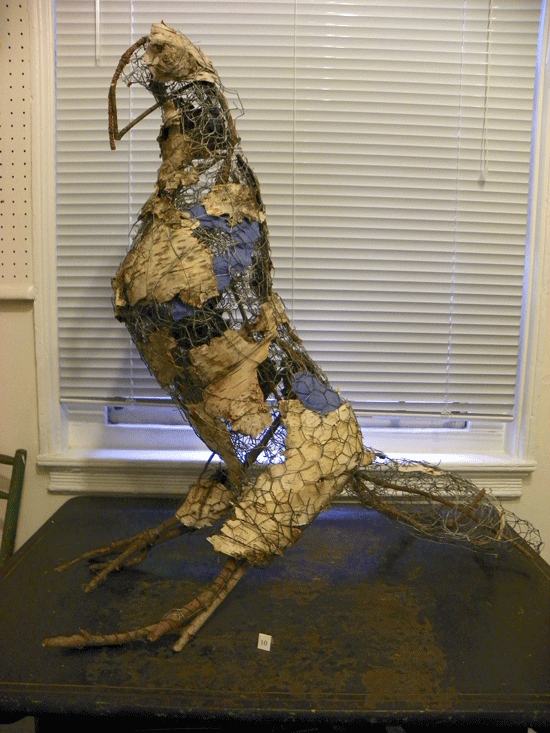 Maria Markovich, Fighting Bird, wire, wood, paper, birch bark at The Plastic Club