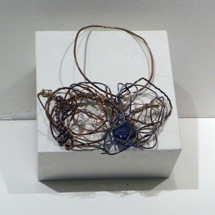 Marilyn Lavins, Bird's Nest Necklace, mixed media, metal, pearls, ECO+FASHION